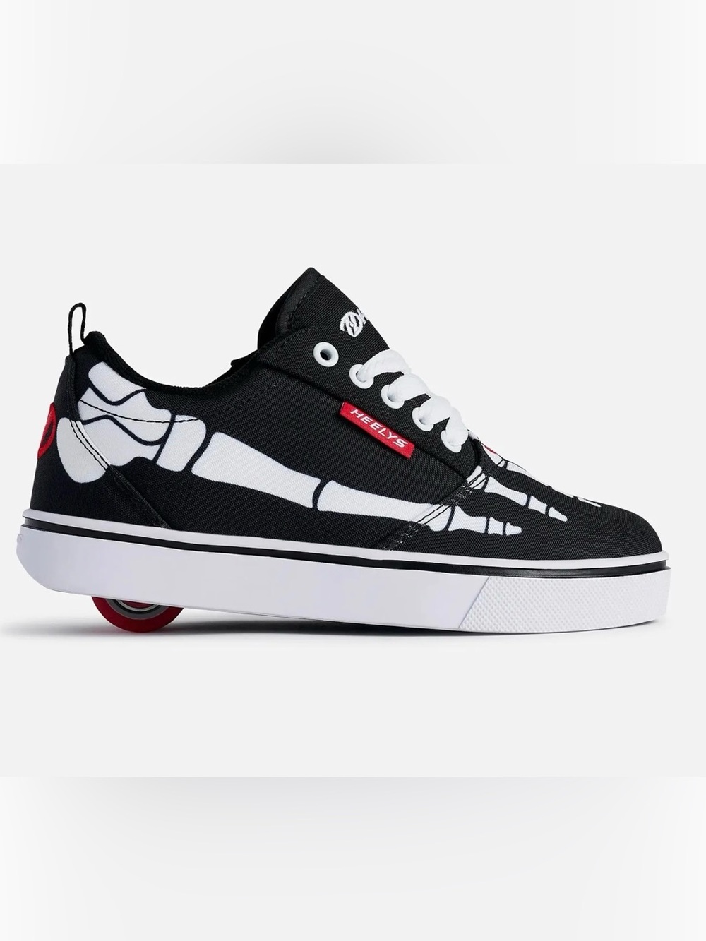 Heelys Kids Black & White Skeleton Graphic Skate Sneakers with Red Logo